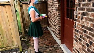 Doll scout selling cookies gets fucked by elderly man