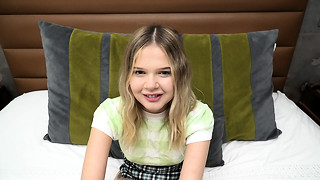 This ash-blonde teenage dicksucker starlets in this audition porn