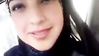 Hot arab showing her boobs in the car