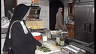 German nun bum-fucked in kitchen