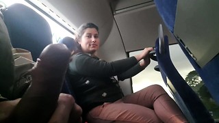 Voyeur tempts Milf to Suck&Jerk his Beef whistle in Bus