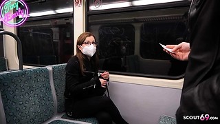 Slender German TinyEmily caught on instruct sans ticket - She let the inspector Fuck her